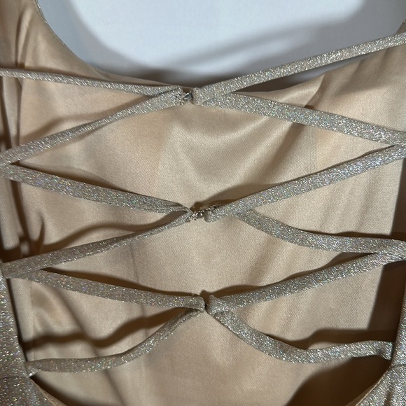 Jules & Cleo Champagne Sparkly Formal Prom Dress - Picture 11 of 12